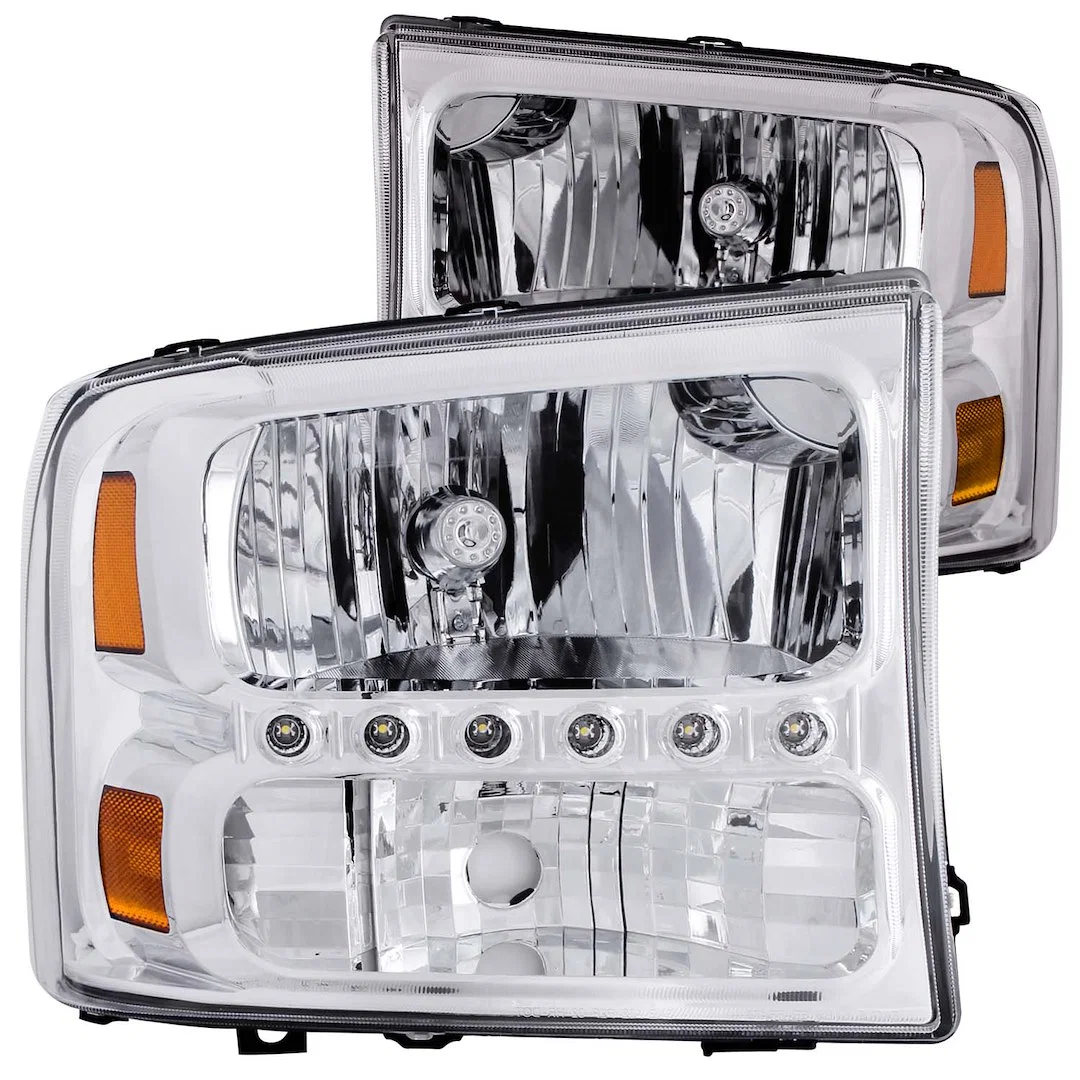 111088 – ANZO Headlight Assembly, Halogen Bulb Standard Beam Clear Lens With Amber Reflectors Chrome Housing Set of 2